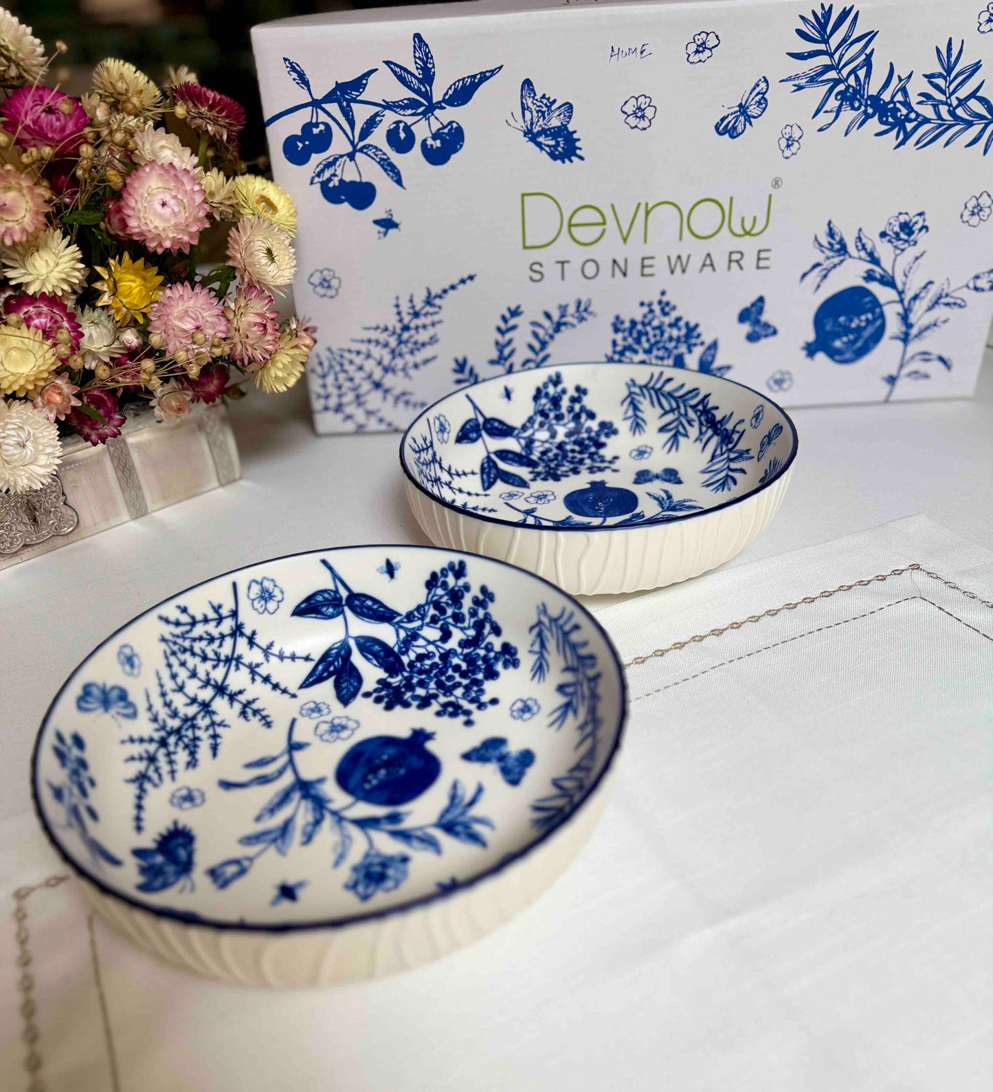 Indigo Pasta Bowl – 8 inch (Set of 2 with Gift Box)