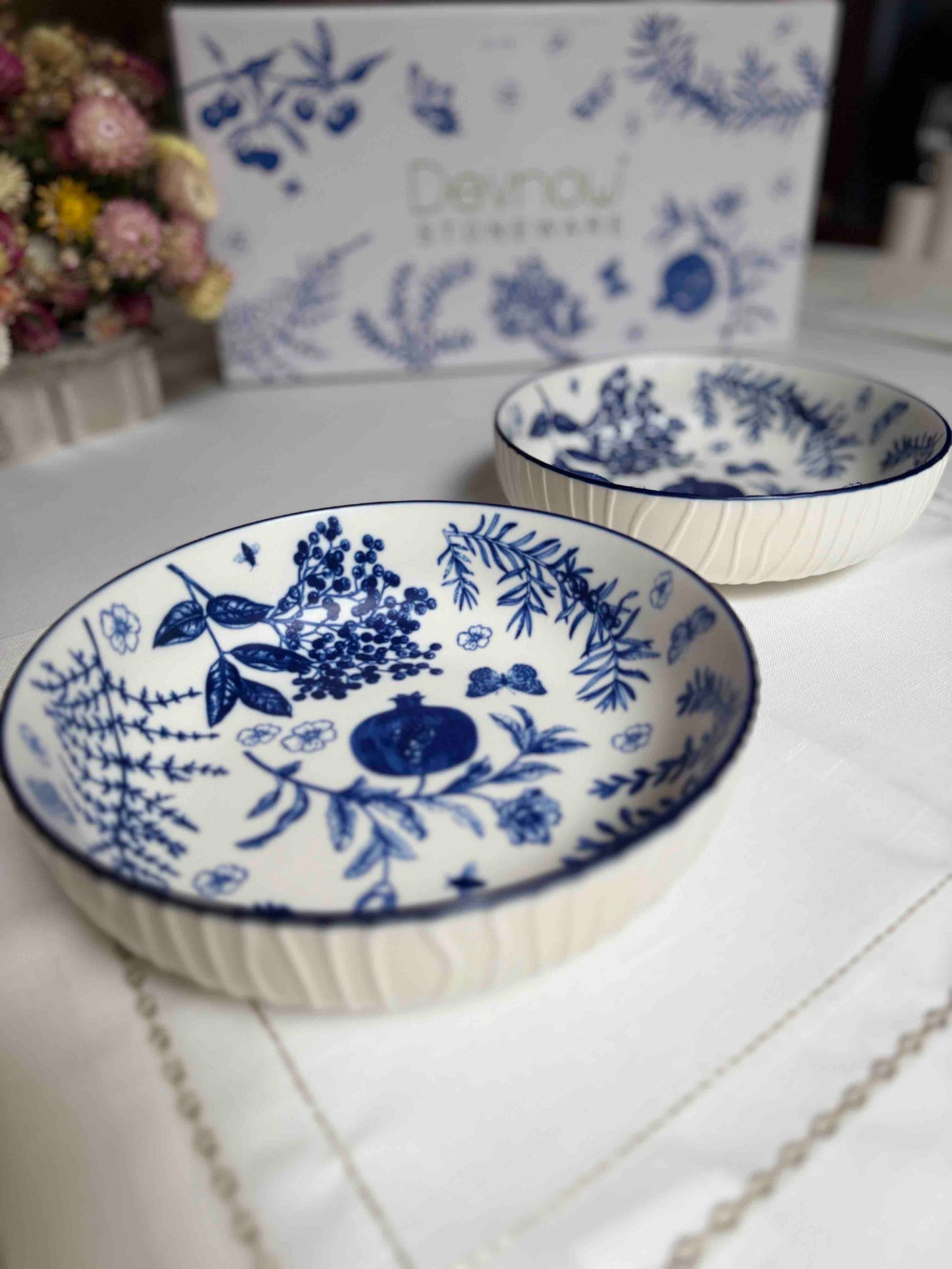 Indigo Pasta Bowl – 8 inch (Set of 2 with Gift Box)