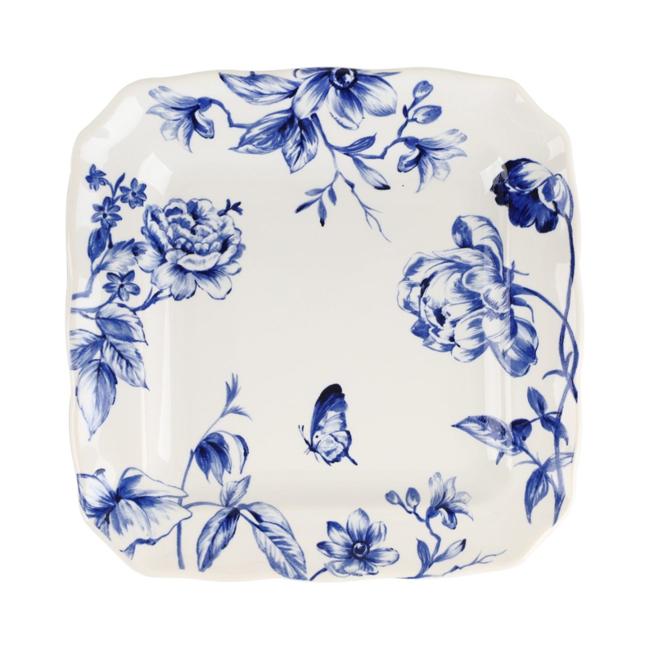 Blue Bloom Square Appetizer Plate (Set of 6 – 16x16 cm)