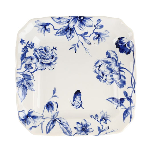 Blue Bloom Square Appetizer Plate (Set of 6 – 16x16 cm)