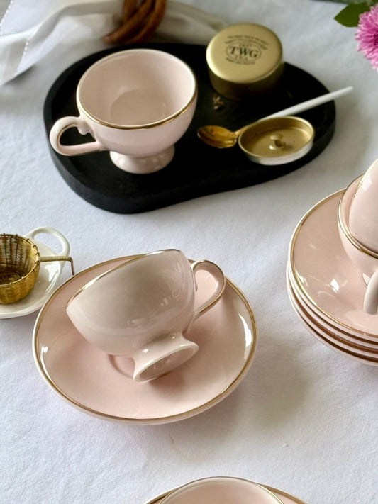 Blush Gold Accent Cup & Saucer Set