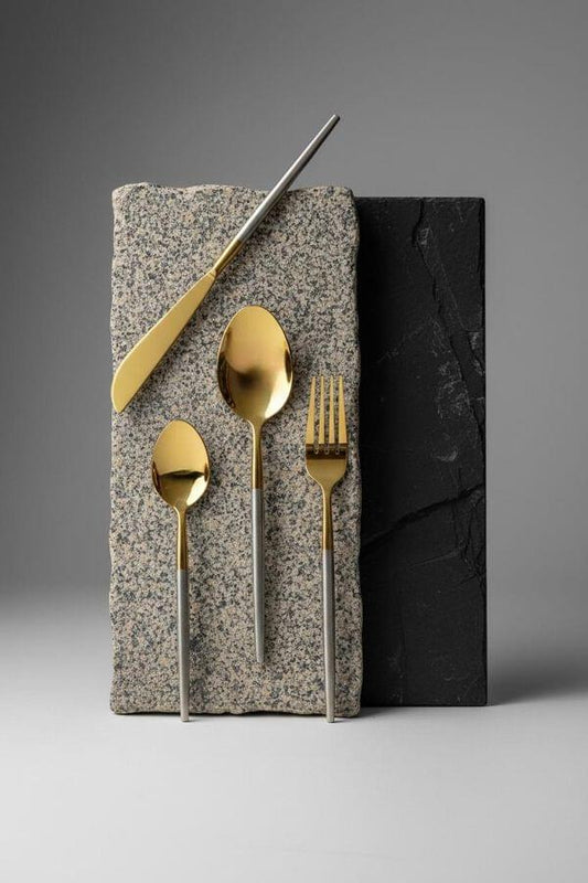 Slim Gold Cutlery Gift Box Set of 24