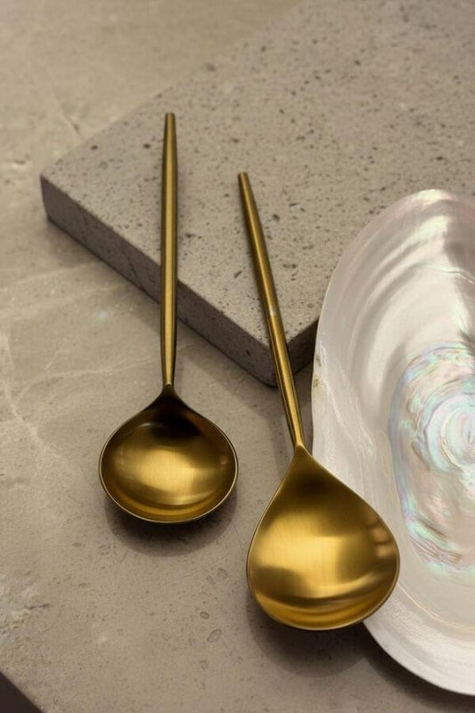 Brass Gold Serving Spoon Set of 2