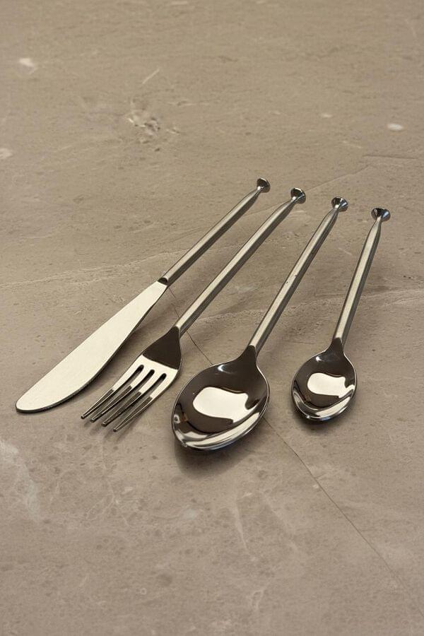 Plain Steel Cutlery Set of 24 with Stand