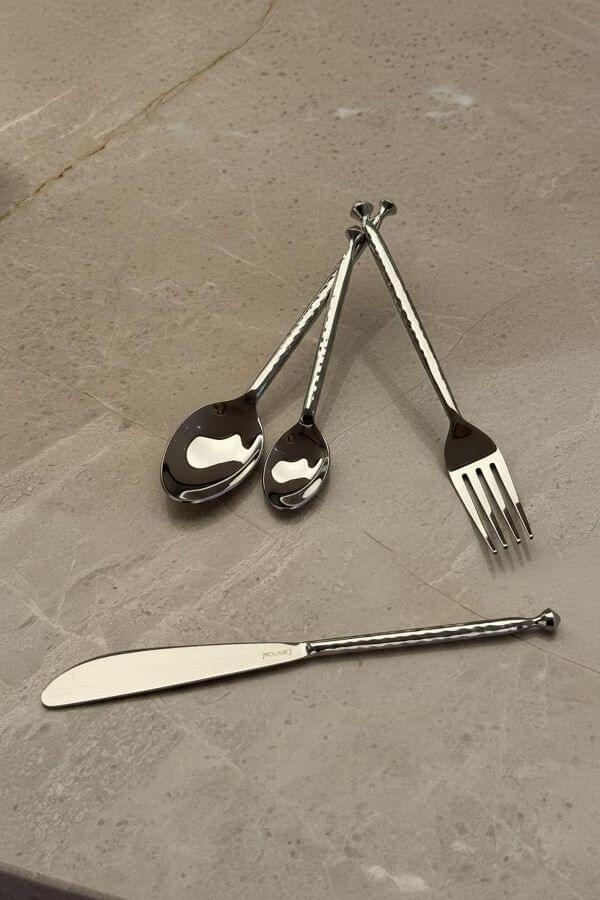 Hammered Steel Cutlery Set of 24