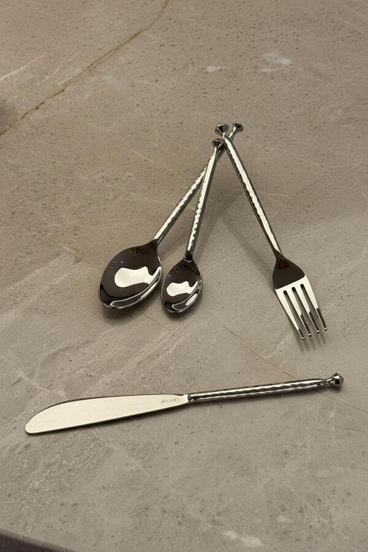 Hammered Steel Cutlery Set of 24