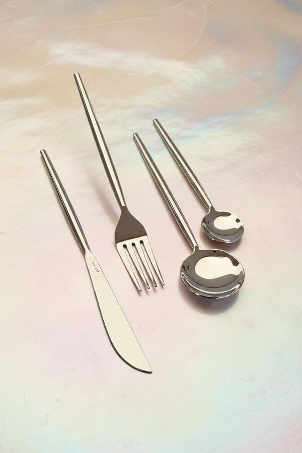 Classic Polished Steel Cutlery Set of 24