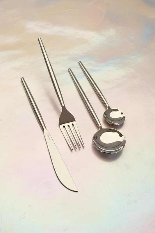 Classic Polished Steel Cutlery Set of 24