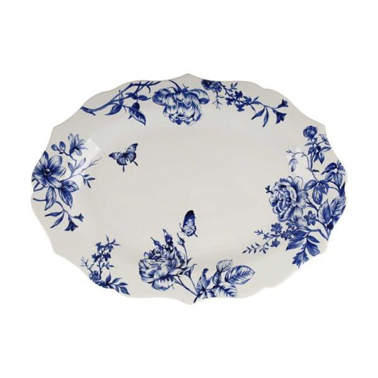 Blue Bloom Oval Serving Platter
