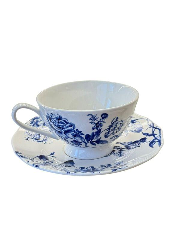 Blue Bloom Tea Cup & Saucer Set
