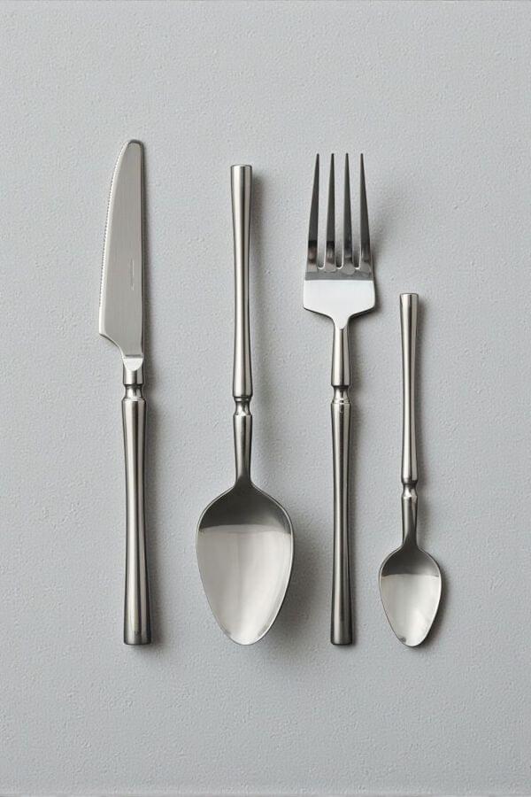 Fluted Steel Cutlery Set of 24 with Wooden Box