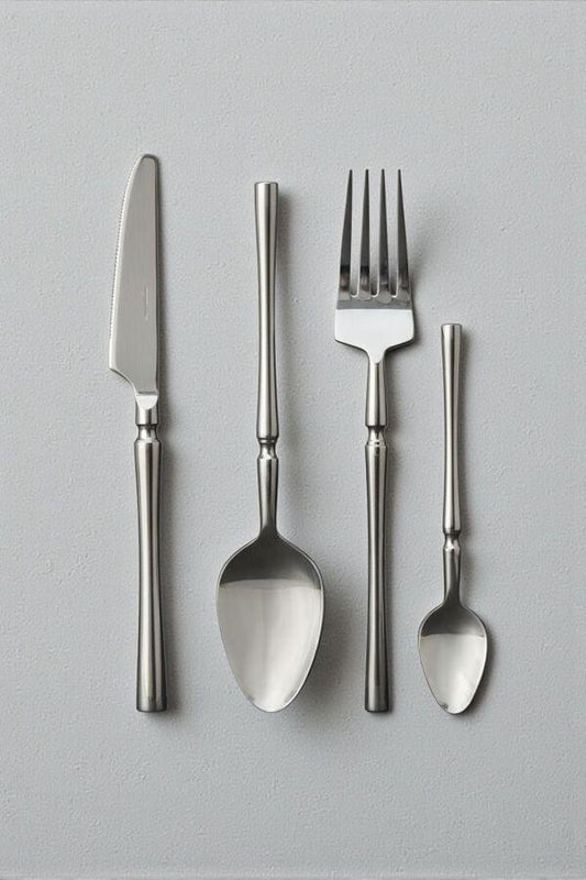 Fluted Steel Cutlery Set of 24 with Wooden Box