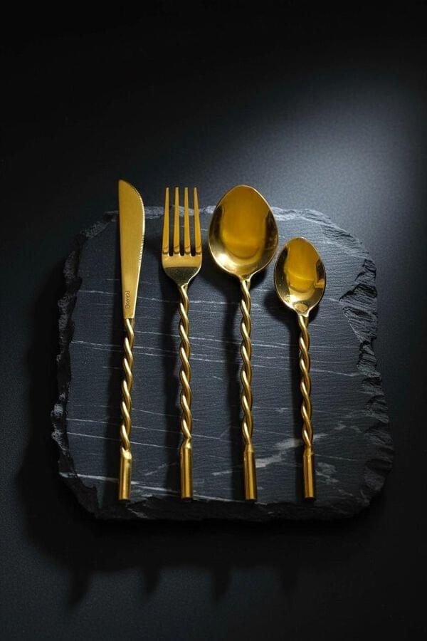 Twisted Gold Cutlery Gift Box Set of 24