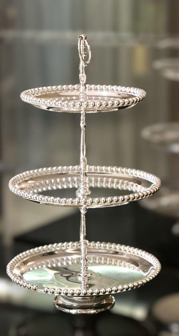 Celeste three-tier stainless steel cake stand