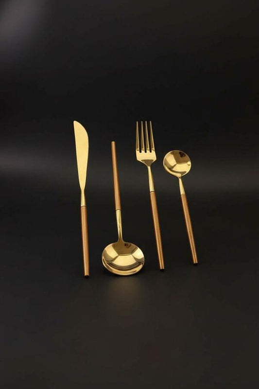 Antique Copper Cutlery Set of 24