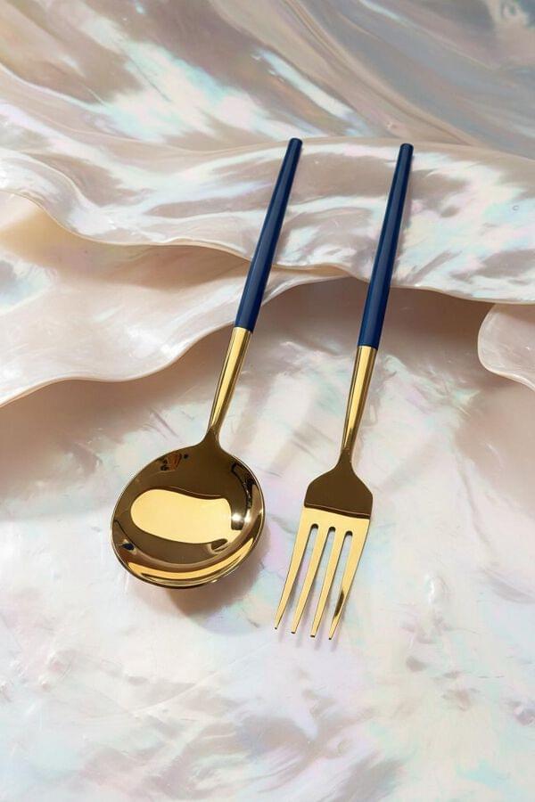 Delujo Blue & Gold Serving Set of 2