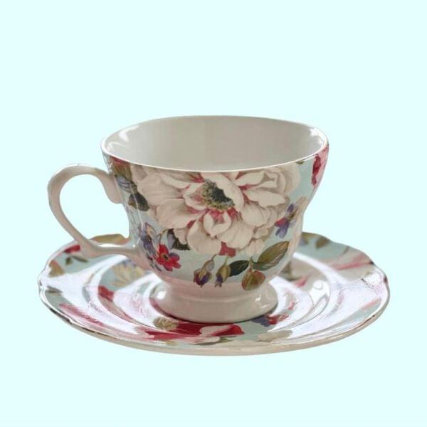 Oriana Teal Cup & Saucer Set