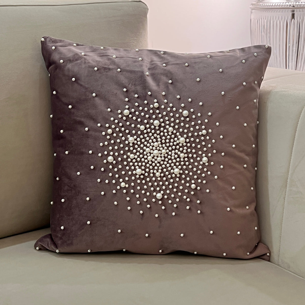 Decorative Pearl Lilac Velvet Cushion Cover 16x16