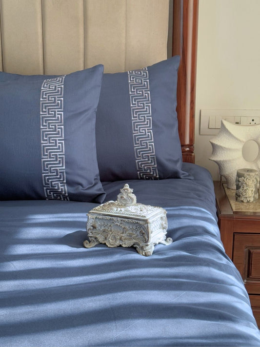 1000TC Cotton Rich Ariana Navy Syona Bedsheet Set - Elysian Home Decor