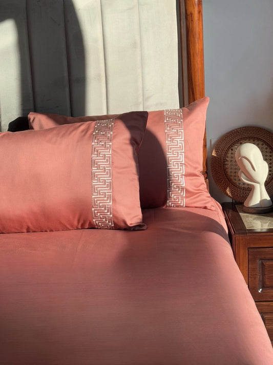1000TC Cotton Rich Ariana Terracotta Syona Bedsheet Set - Elysian Home Decor