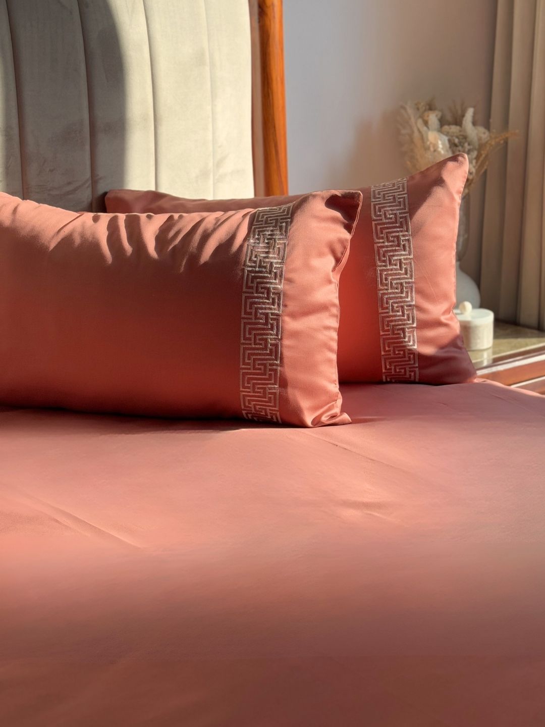 1000TC Cotton Rich Ariana Terracotta Syona Bedsheet Set - Elysian Home Decor