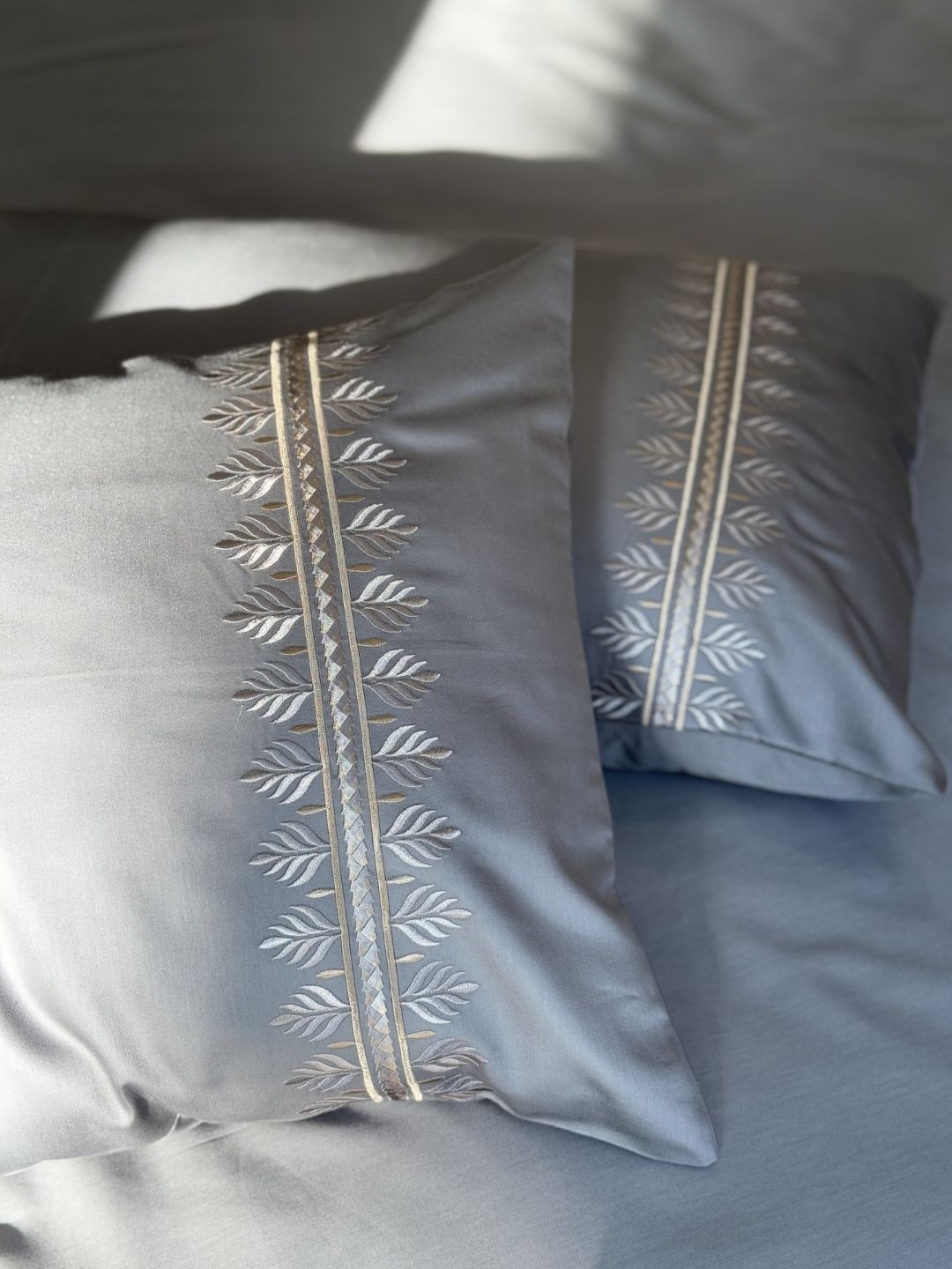 1000TC Cotton Rich Chloe Dark Grey Syona Bedsheet Set - Elysian Home Decor