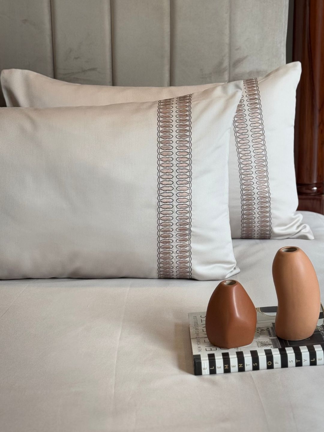 1000TC Cotton Rich Ella Ivory Syona Bedsheet Set - Elysian Home Decor