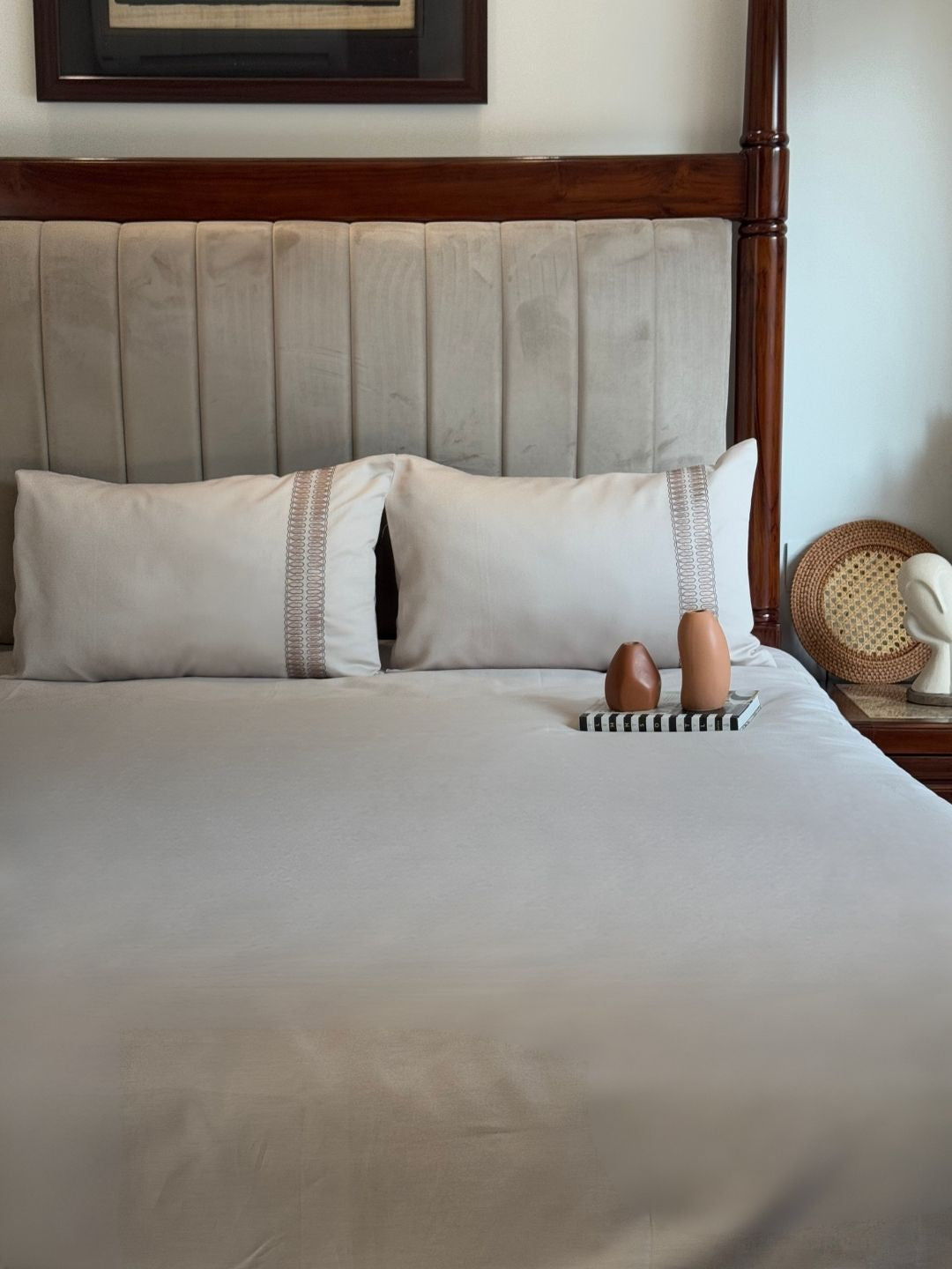 1000TC Cotton Rich Ella Ivory Syona Bedsheet Set - Elysian Home Decor