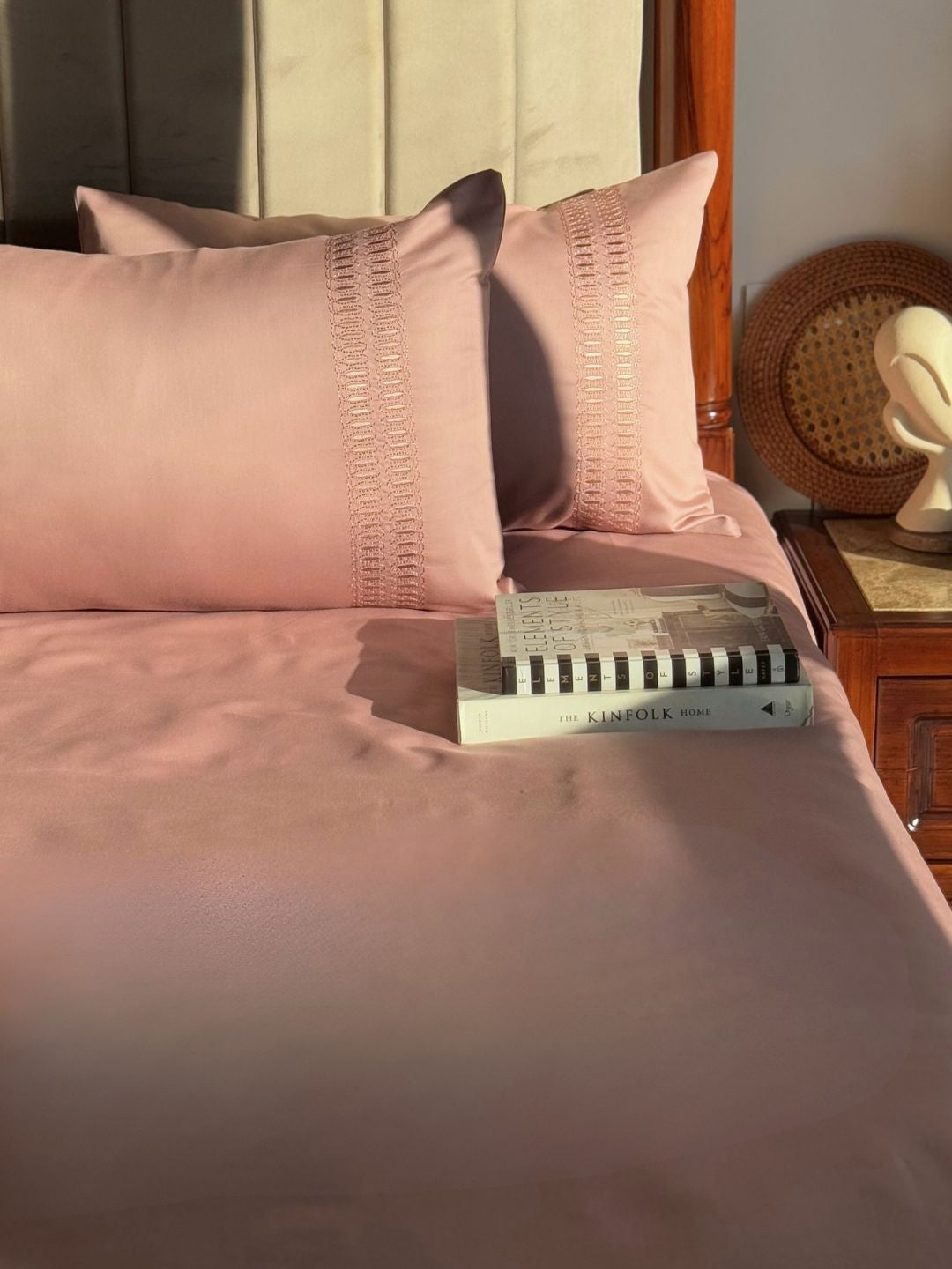1000TC Cotton Rich Ella Old Rose Syona Bedsheet Set - Elysian Home Decor