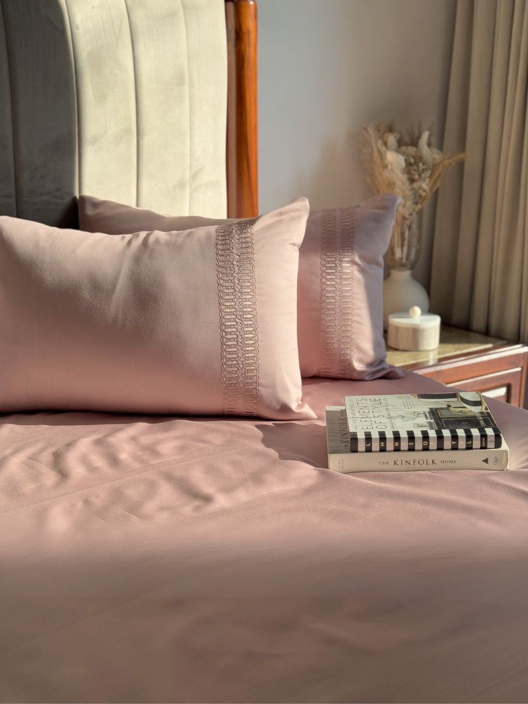 1000TC Cotton Rich Ella Old Rose Syona Bedsheet Set - Elysian Home Decor