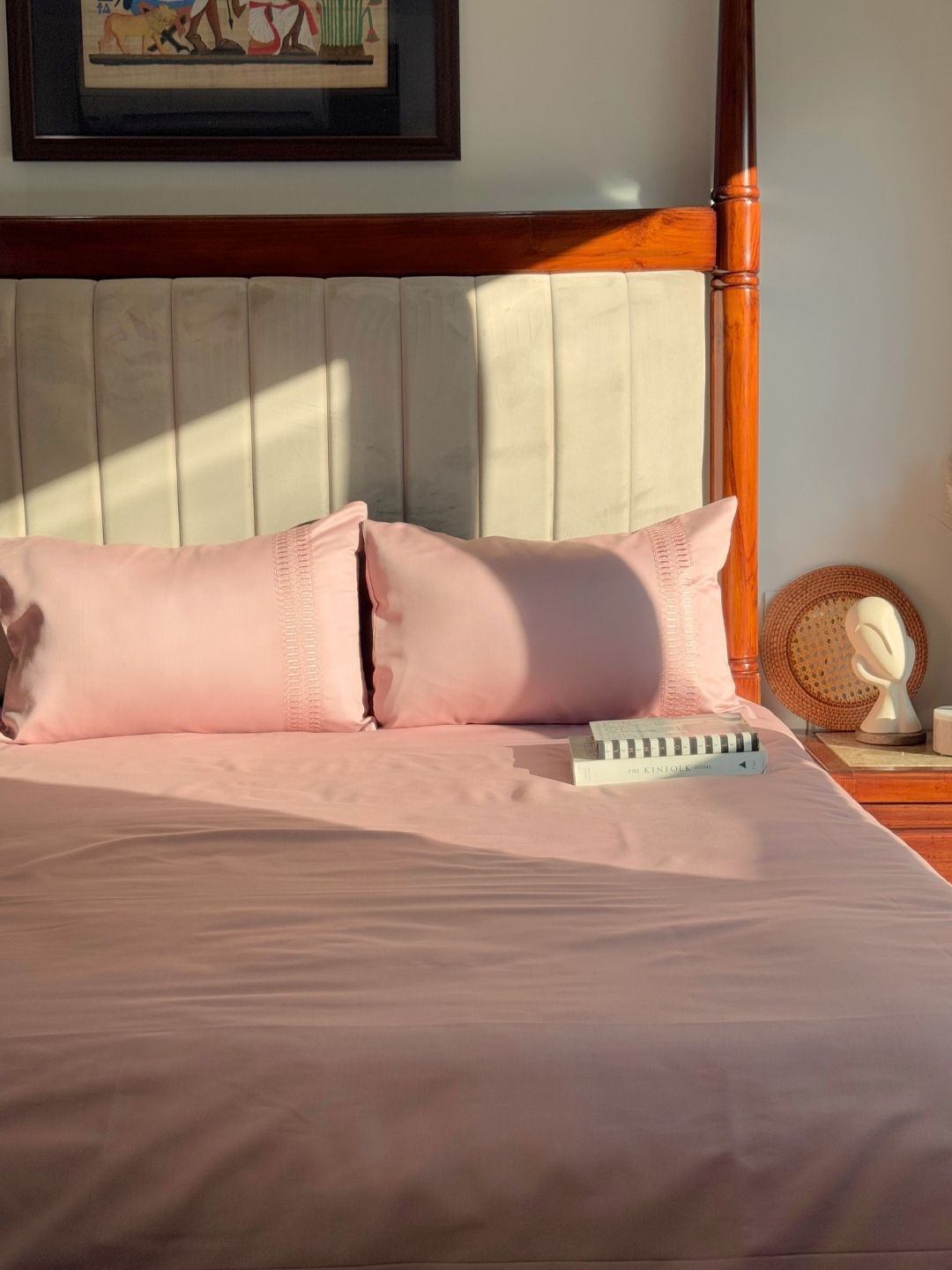 1000TC Cotton Rich Ella Old Rose Syona Bedsheet Set - Elysian Home Decor