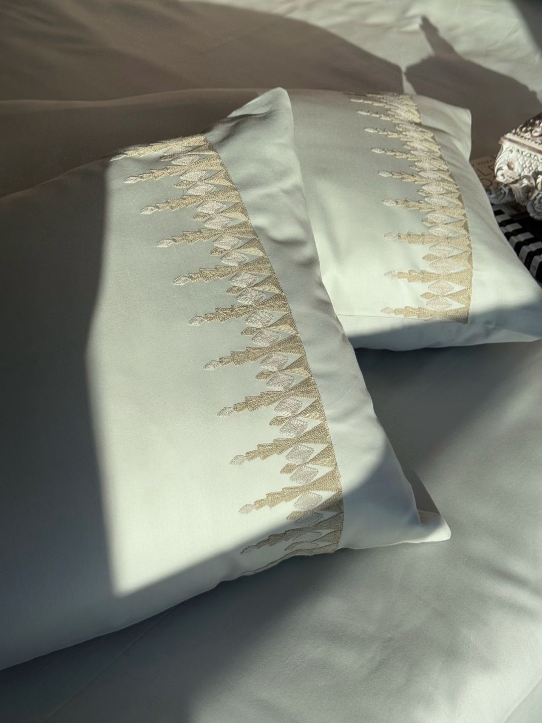 1000TC Cotton Rich Ivy Sage Green Syona Bedsheet Set - Elysian Home Decor