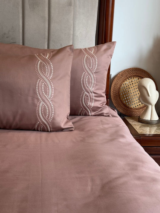 1000TC Cotton Rich Lily Brandy Rose Syona Bedsheet Set - Elysian Home Decor