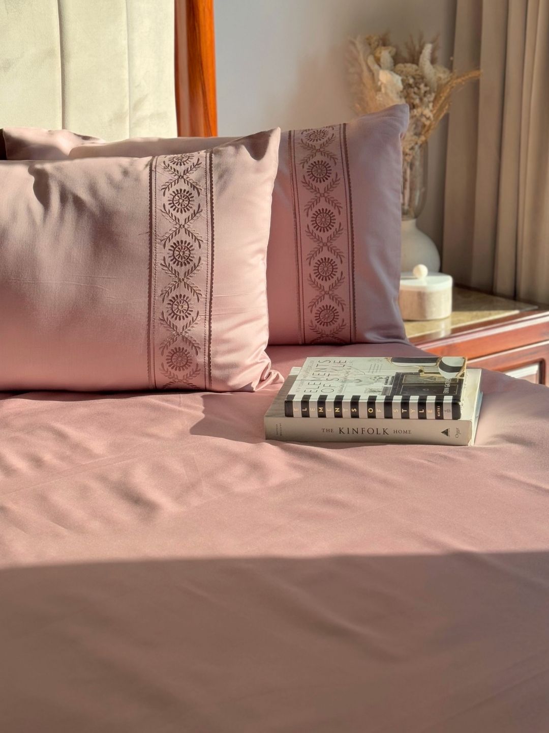 1000TC Cotton Rich Sophie Old Rose Syona Bedsheet Set - Elysian Home Decor