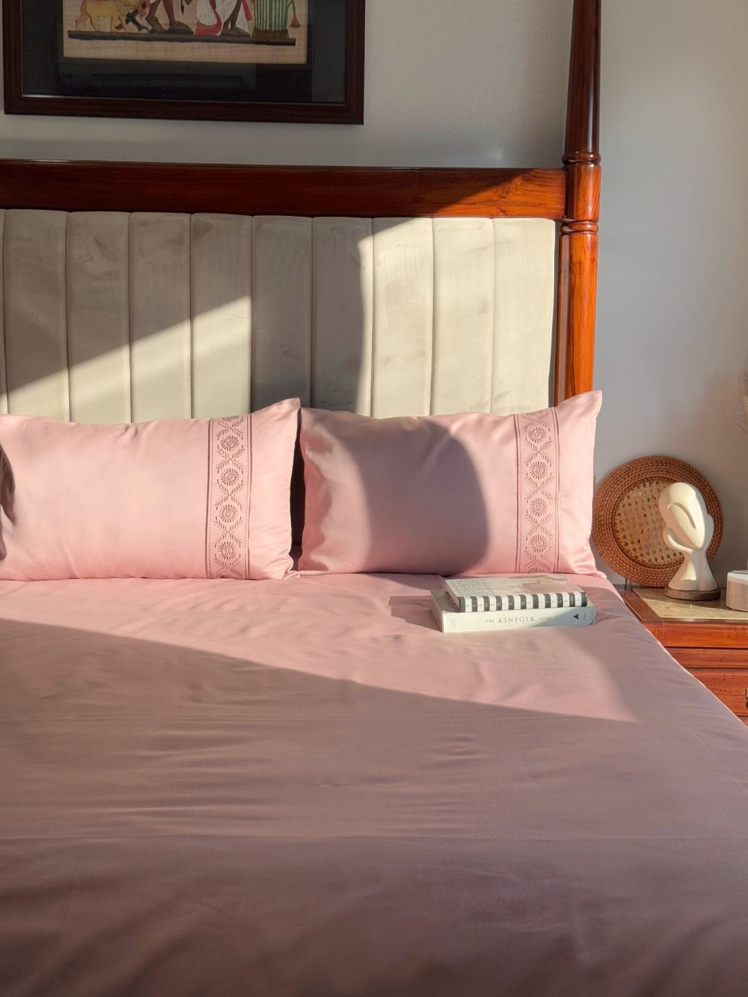 1000TC Cotton Rich Sophie Old Rose Syona Bedsheet Set - Elysian Home Decor