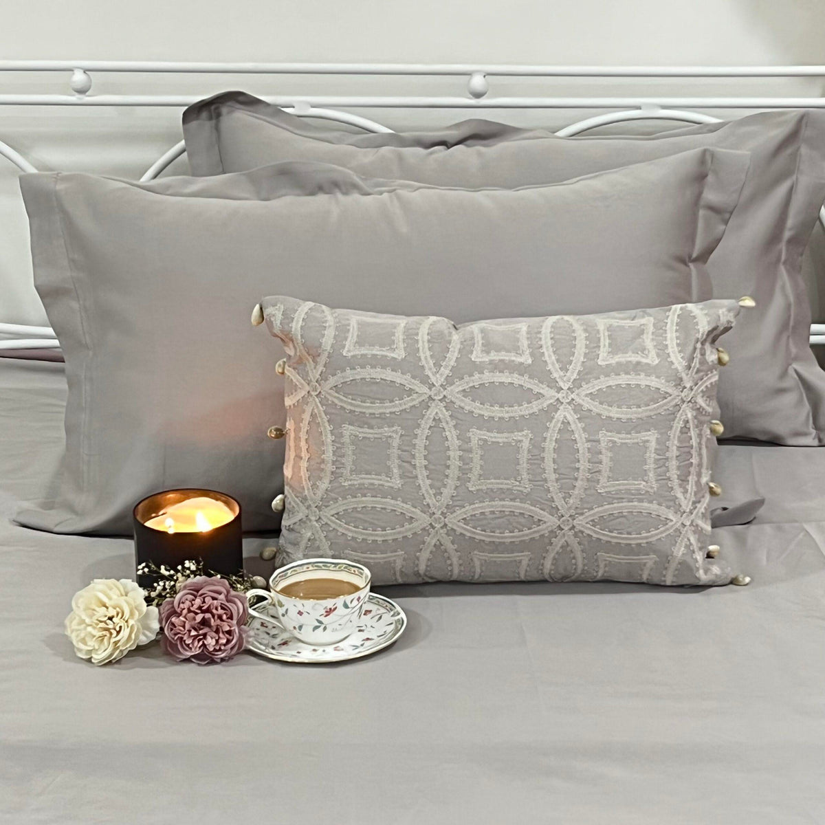 Stark Silver Treasure Bedsheet - Elysian Home Decor