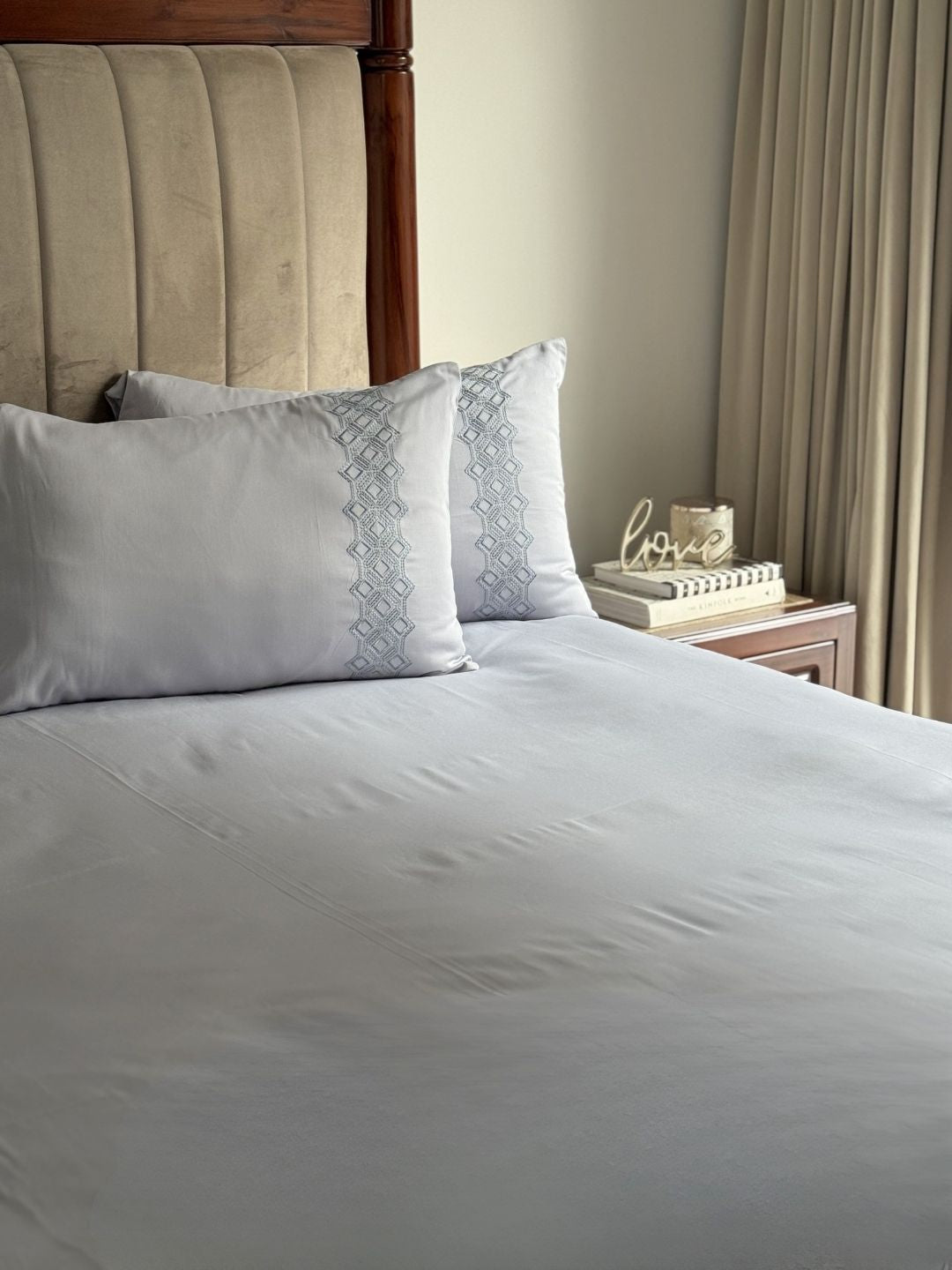 Cora Smoke Blue Dreams Bedsheet Set - Elysian Home Decor