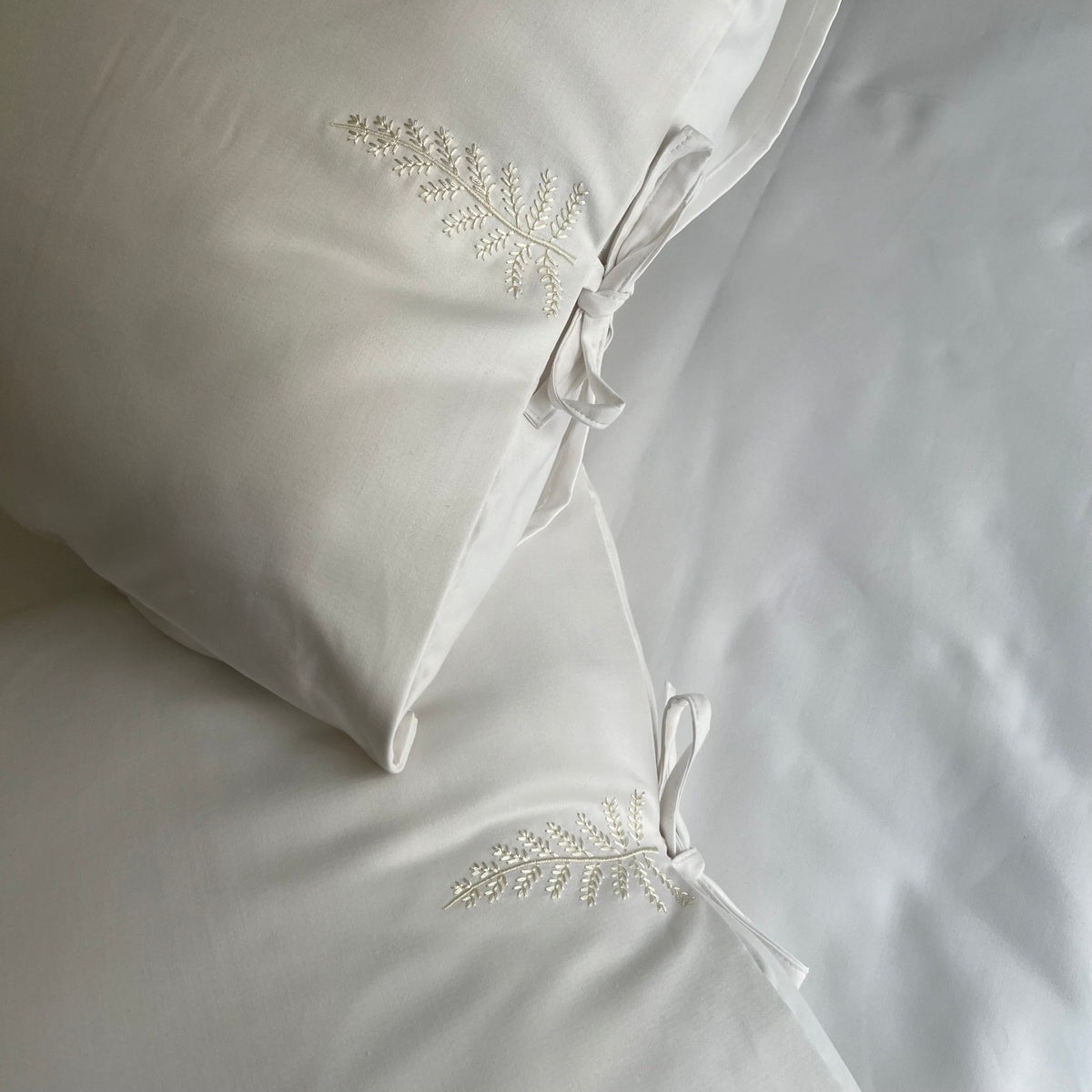 1000TC Fern Snow White Egyptian Cotton Bedsheet - Elysian Home Decor