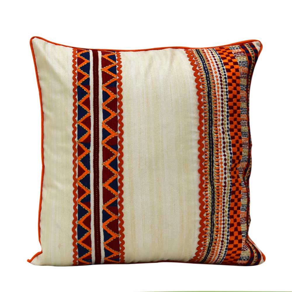 Home Furnishing Embroidered Silk Dupion Cushion Cover 16x16(Inch) - Elysian Home Decor