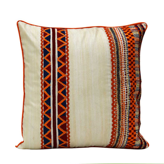 Home Furnishing Embroidered Silk Dupion Cushion Cover 16x16(Inch) - Elysian Home Decor