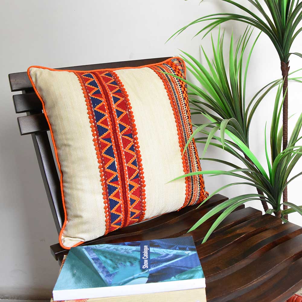 Home Furnishing Embroidered Silk Dupion Cushion Cover 16x16(Inch) - Elysian Home Decor