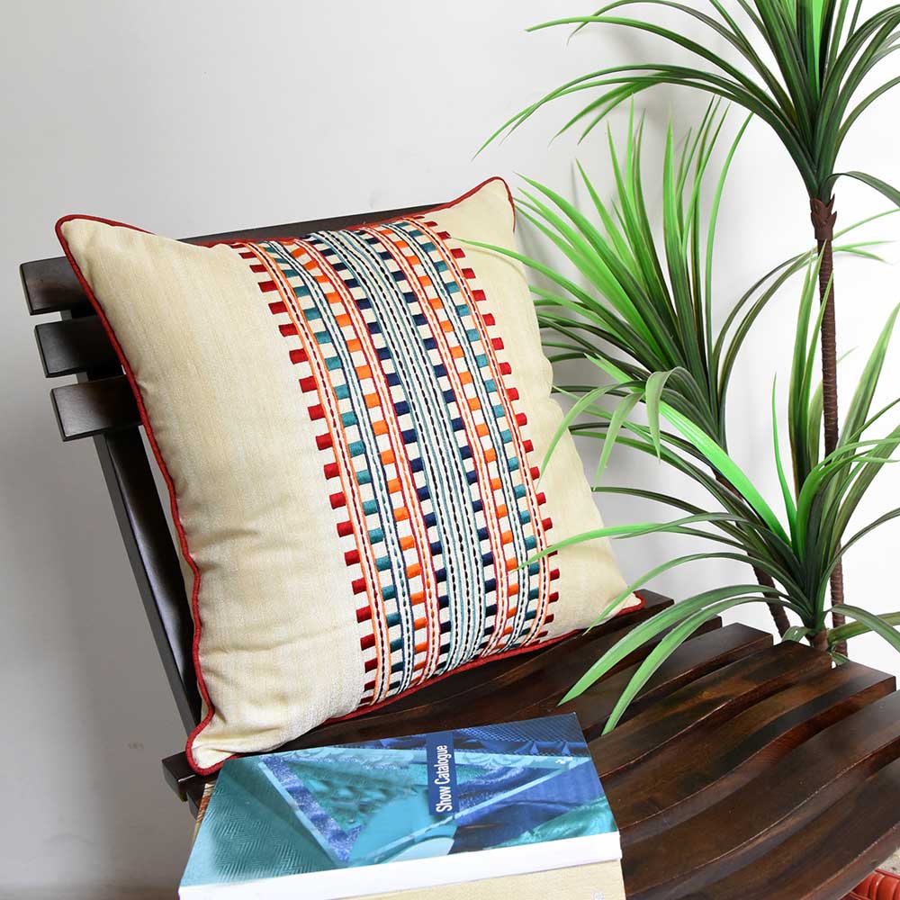 Designer Cushion Cover Custom Outdoor Embroidered Cushion Case 16x16 - Elysian Home Decor