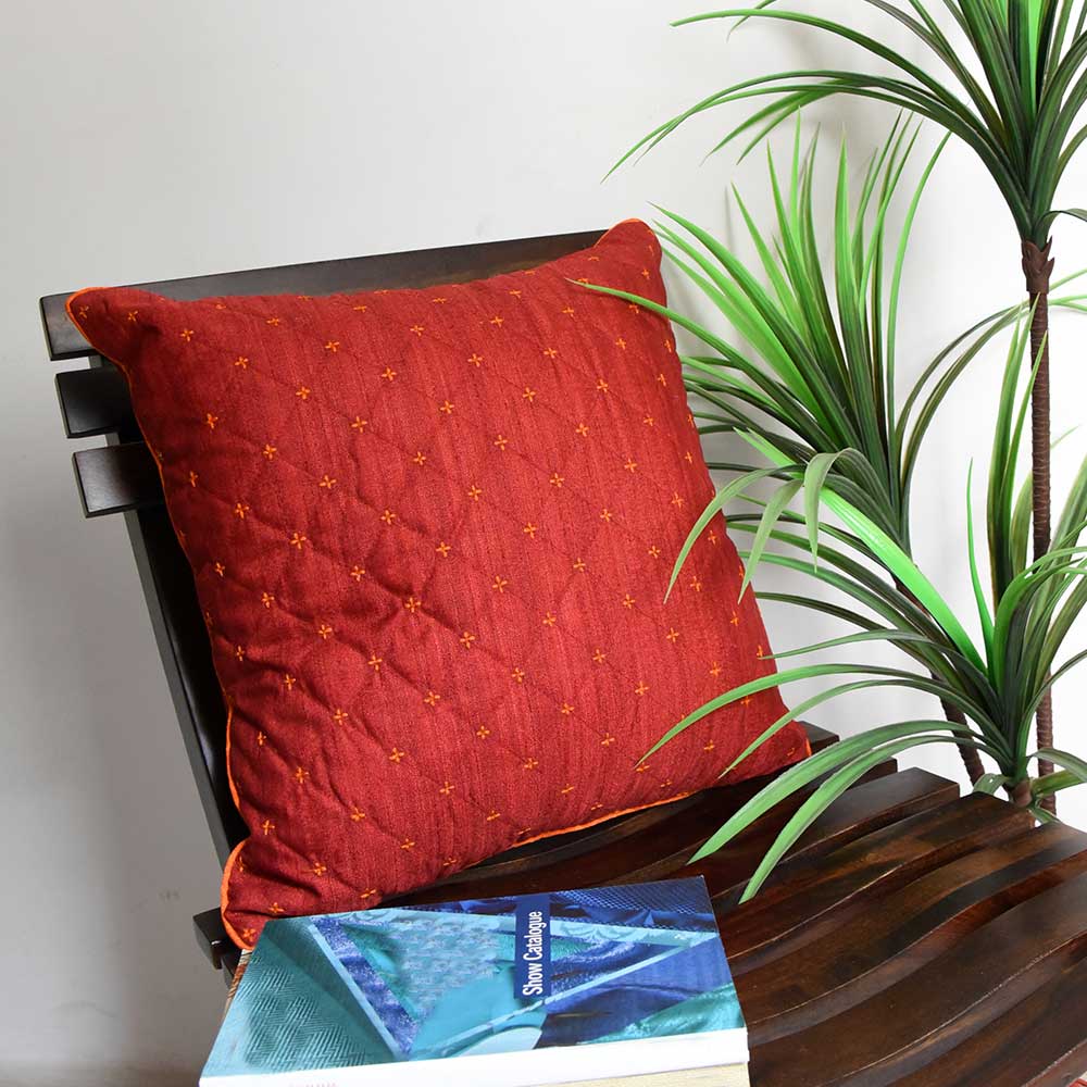 Sadyaska Quilted Silk Dupion Cushion Cover 16x16 Car Sofa Patio Cushion Cases - Elysian Home Decor
