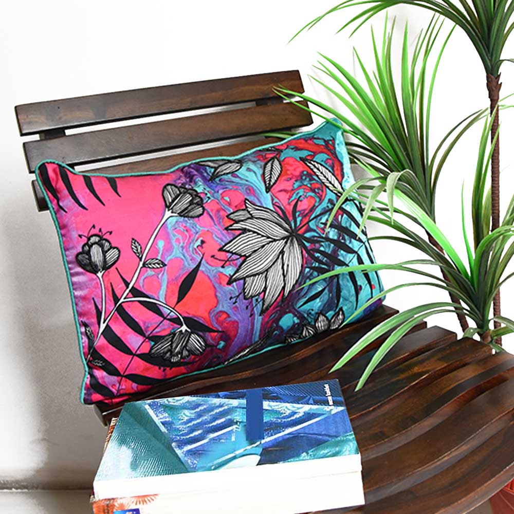 Flower Digital Print Floral Cushions and Cushion Cover 12" X 18" Digital Floral Printed Cushion Pillow Case Living Room