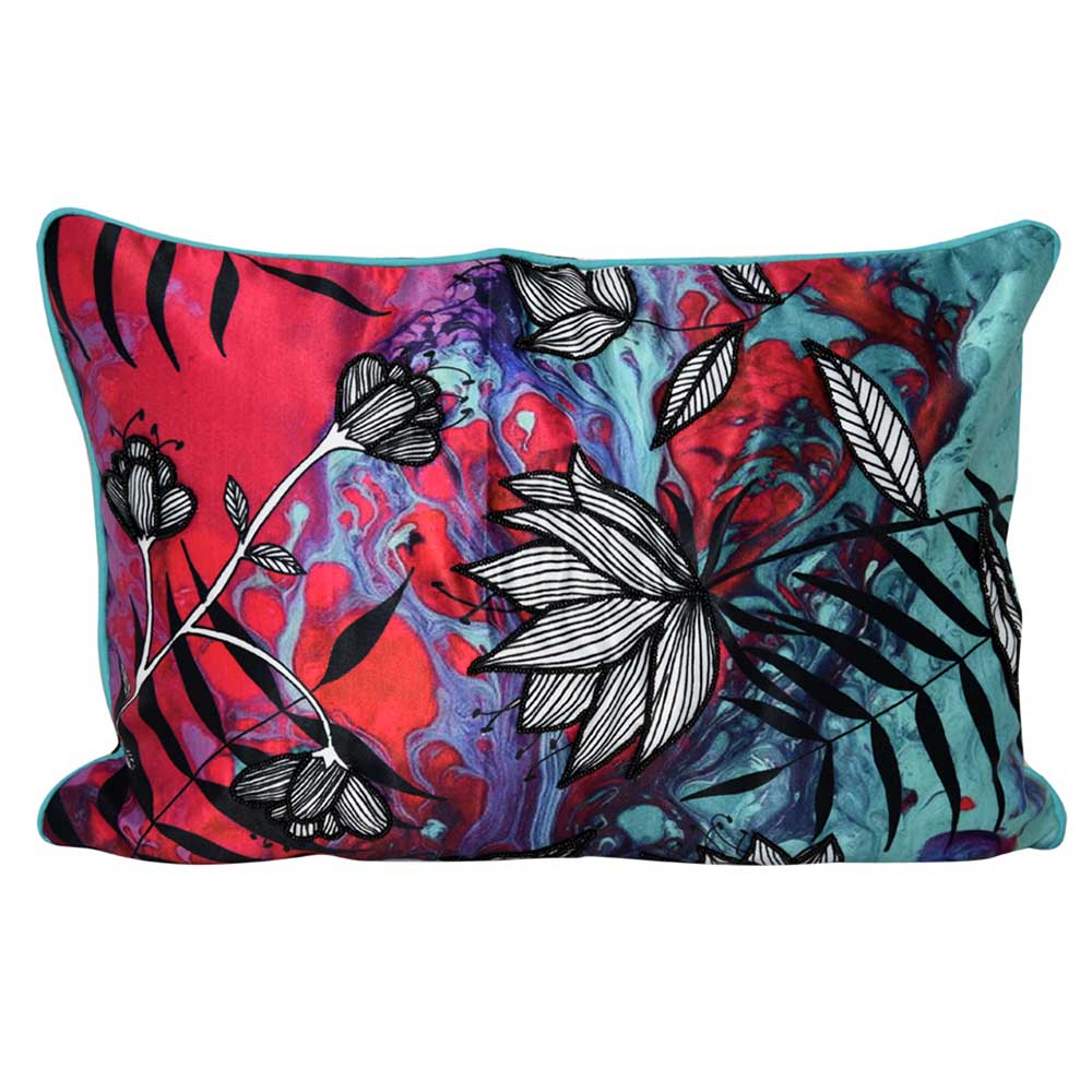 Flower Digital Print Floral Cushions and Cushion Cover 12" X 18" Digital Floral Printed Cushion Pillow Case Living Room