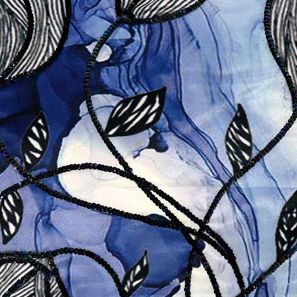 Silverbell Floral Digital Print Polyester Cushions & Cushion Cover Blue 16" X 16" - Elysian Home Decor