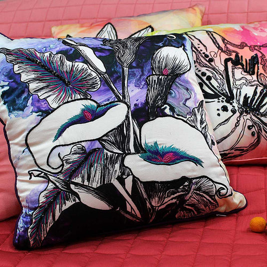 Beautiful Multi Color Floral Digital Printed Polyester Cushion Cover 16" X 16" Living Room, Bedroom, Patio Floral Printed