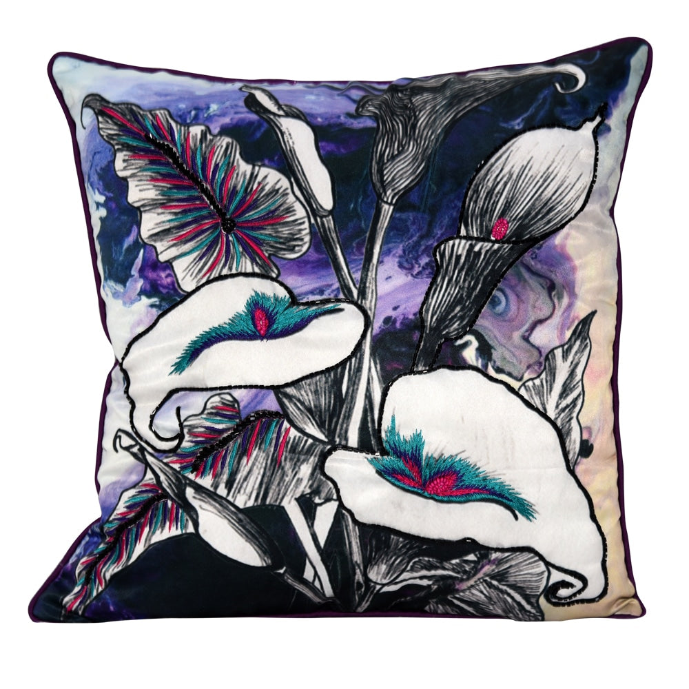 Beautiful Multi Color Floral Digital Printed Polyester Cushion Cover 16" X 16" Living Room, Bedroom, Patio Floral Printed