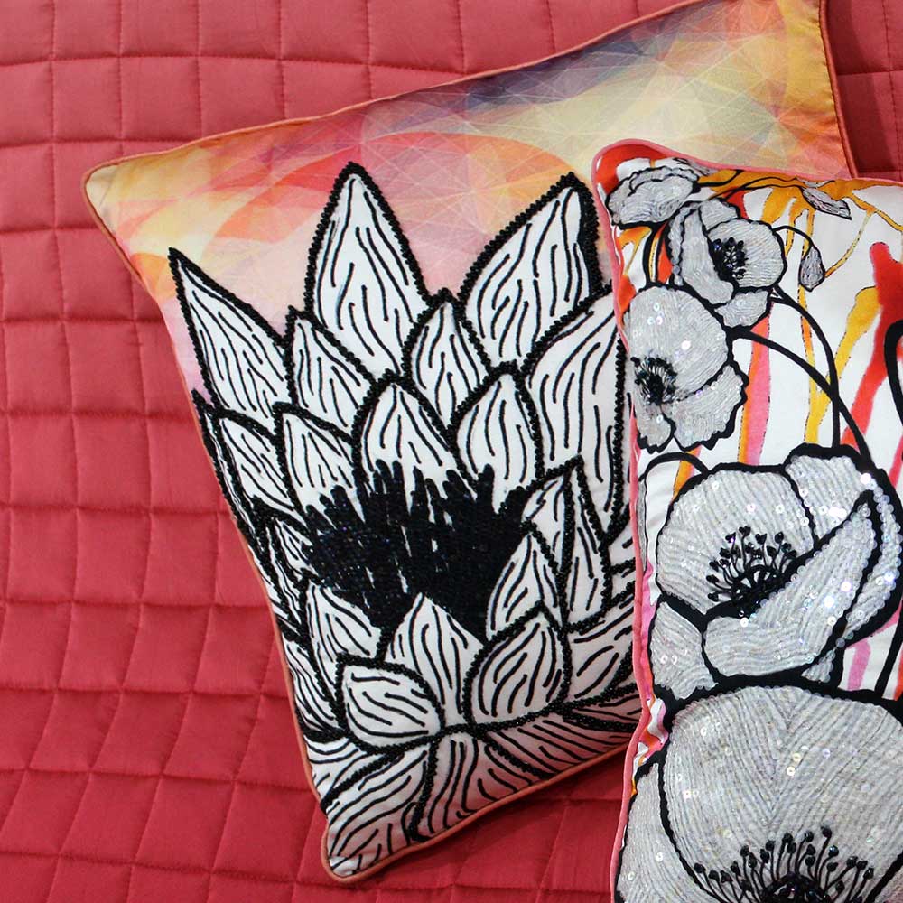 Home Decor Floral Digital Print Cushion Cover 16" X 16" Decorative Floral Printed Cushion Pillow Case - Elysian Home Decor