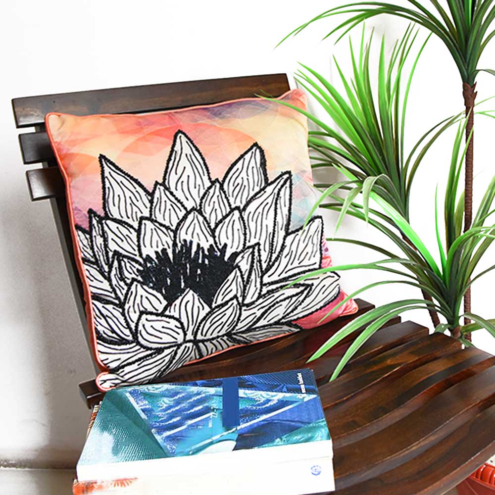 Home Decor Floral Digital Print Cushion Cover 16" X 16" Decorative Floral Printed Cushion Pillow Case - Elysian Home Decor